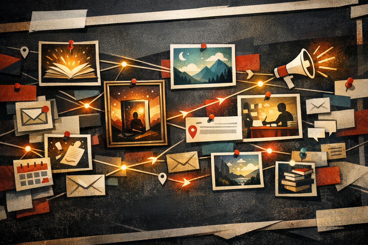 Decorative publishing-updates art for the H. L. Watson author updates page